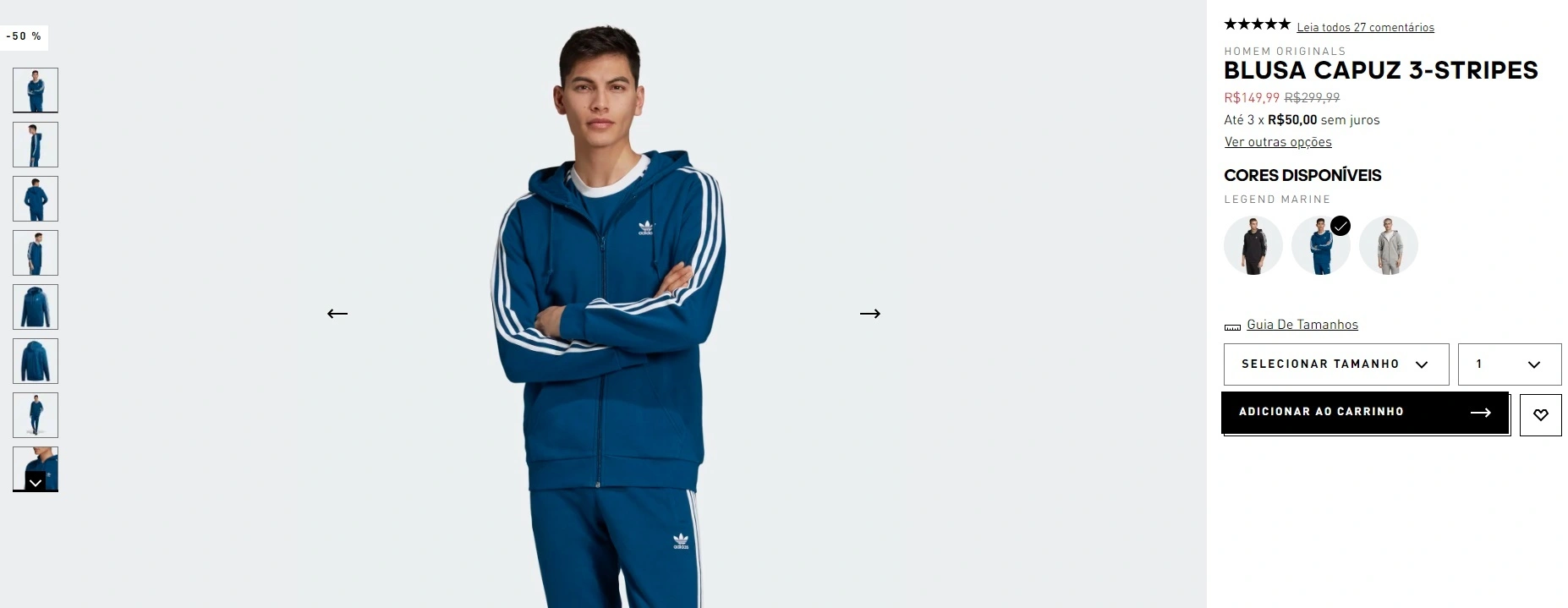 Blusa Capuz 3-Stripes