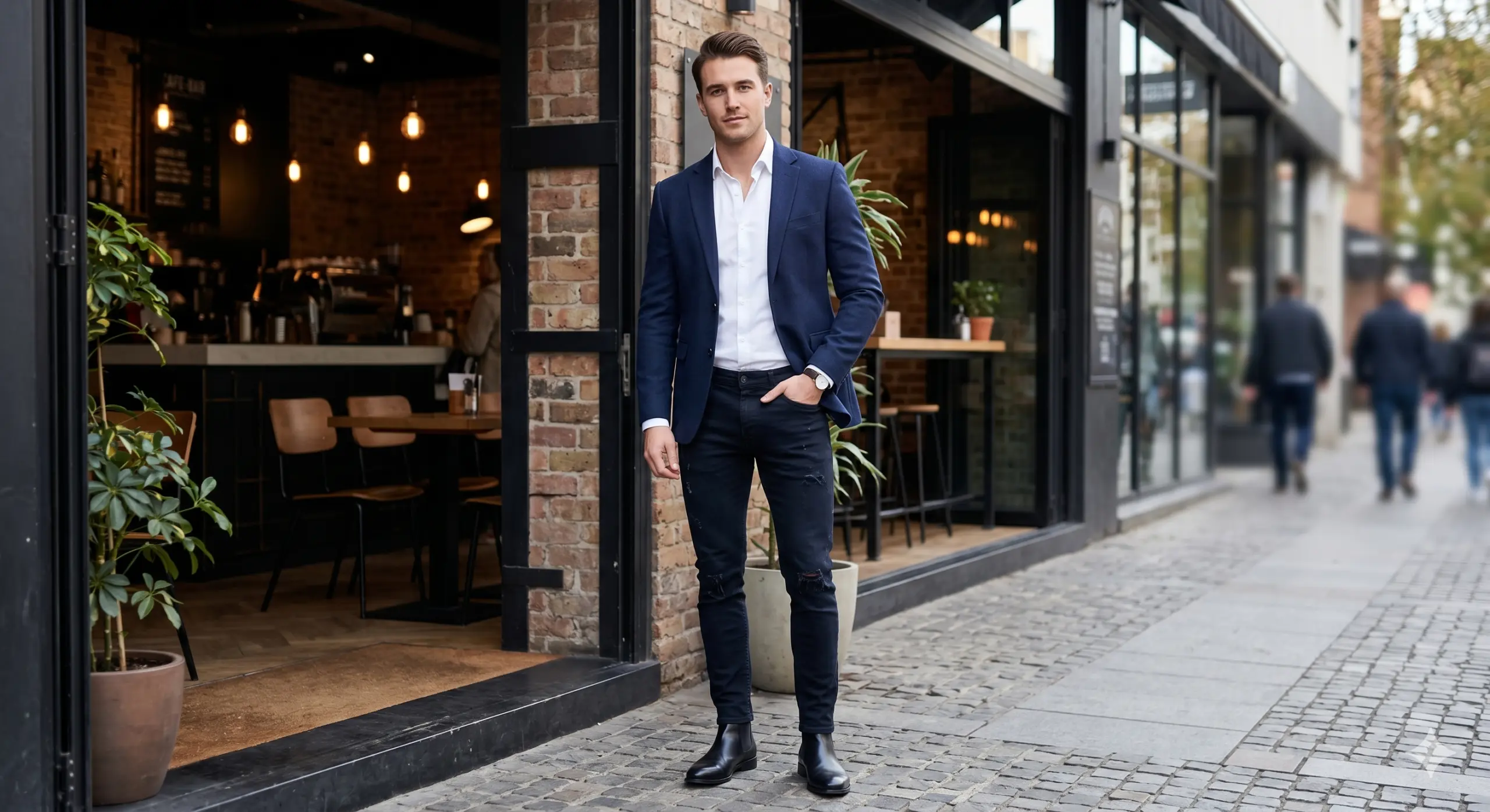 O Contraste Semiformal (Blazer + Camisa de Botão)