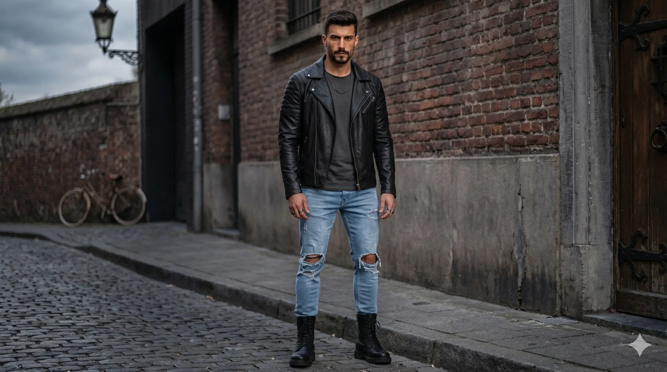 O Visual Rocker com Atitude (Jaqueta Biker de Couro + Coturno)