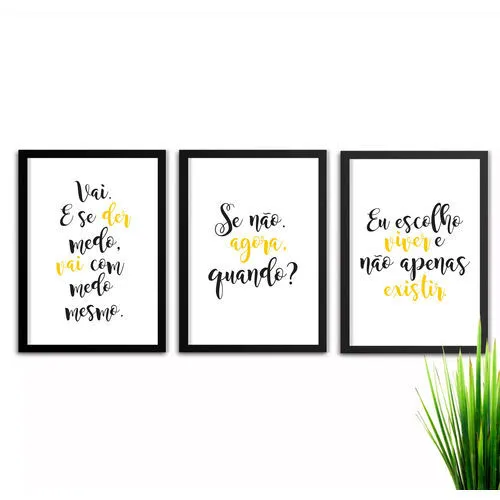 Kit 3 Quadros Frases motivacionais