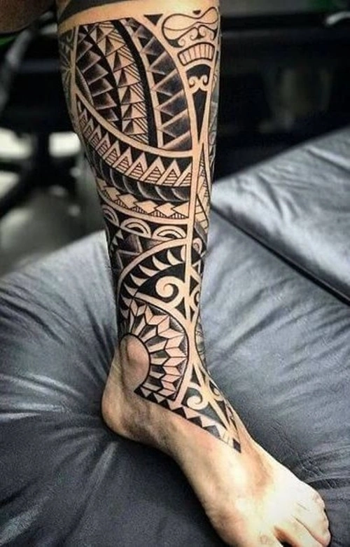 tattoo maori perna