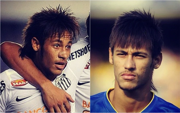 Neymar com o cabelo de rockstar