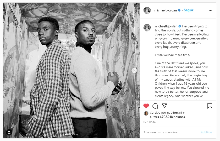 despedida de Michael B. Jordan para Chadwick Boseman