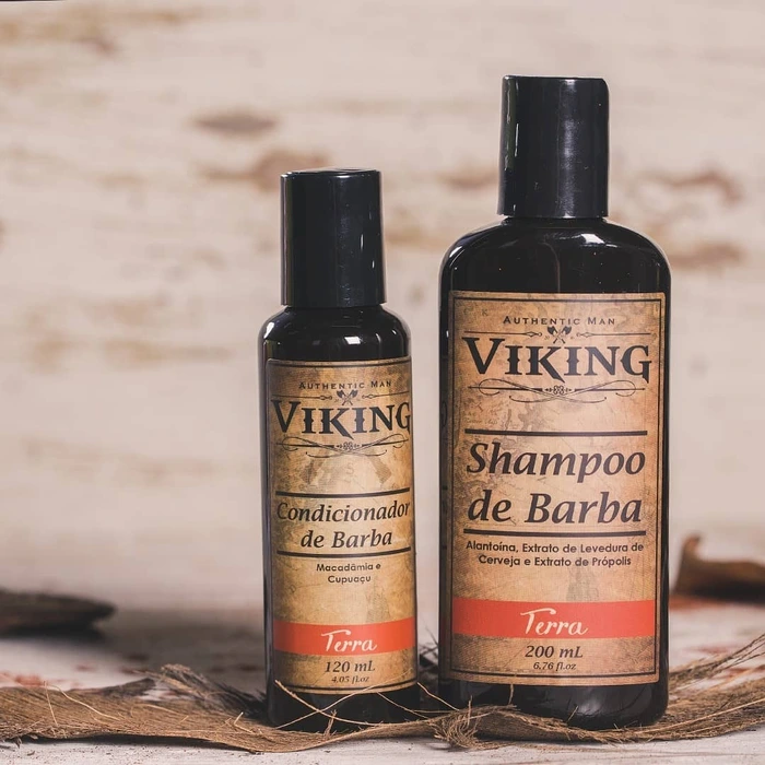 Shampoo e condicionador de barba Viking, produtos básicos de cuidado masculino