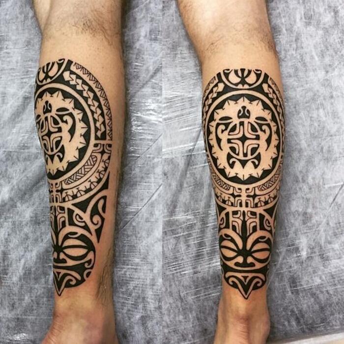 tattoo maori perna