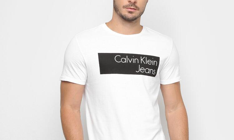 Camiseta Calvin Klein Estampada Masculina - Branco