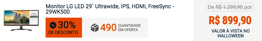 Monitor LG LED 29´ Ultrawide, IPS, HDMI, FreeSync